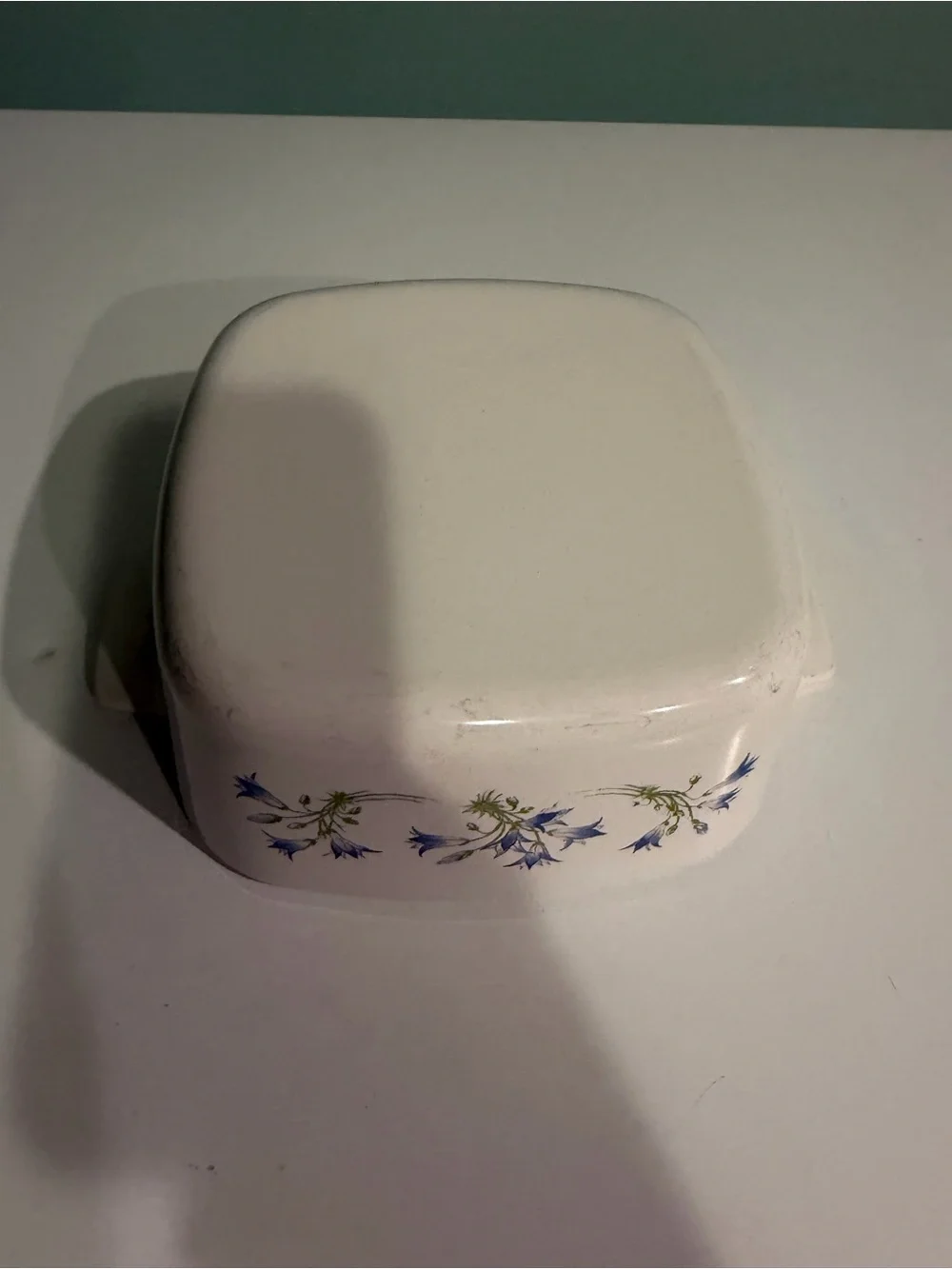 Corningware White Stoneware Baking Dish with Blue Floral Sprays